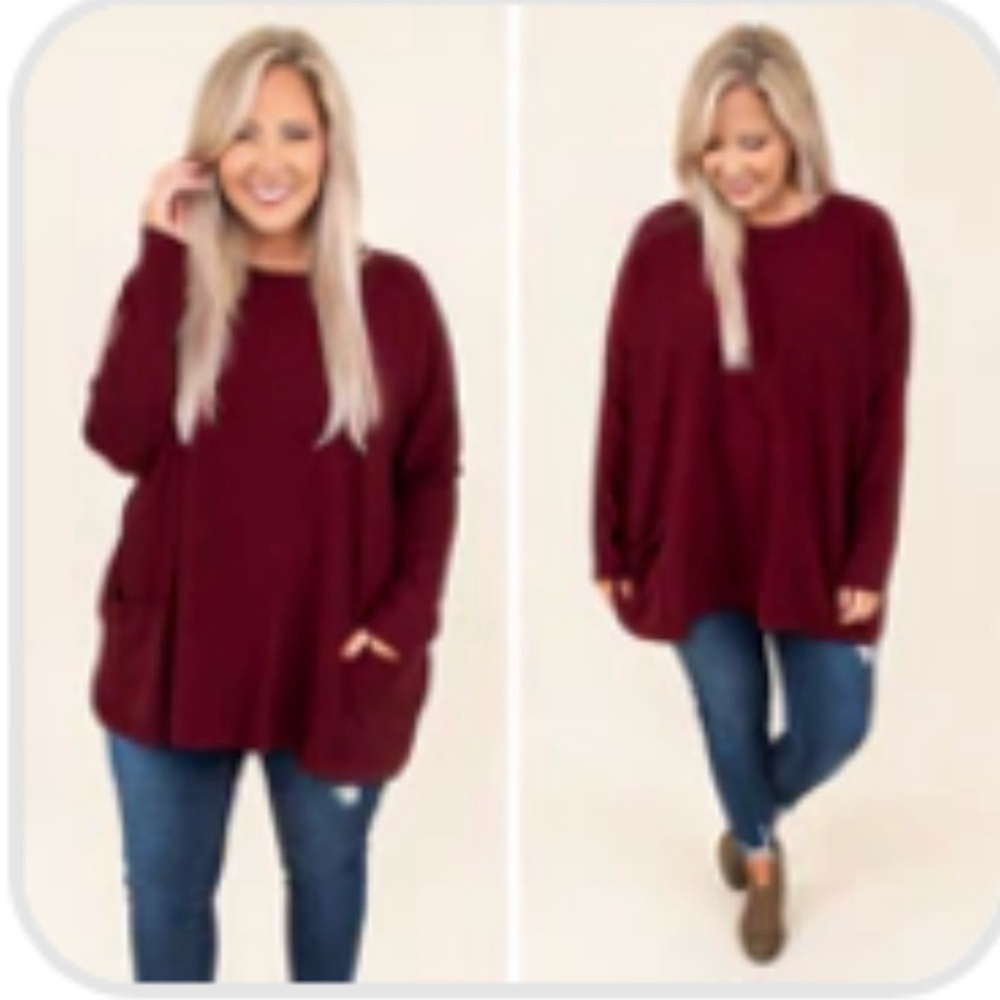 *NEW* Sz 2/3x Women's Chic Soul Burgundy Tunic